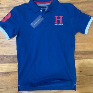 Boys Tommy Hilfiger short sleeve polo shirt size medium 12-14 blue new with tags